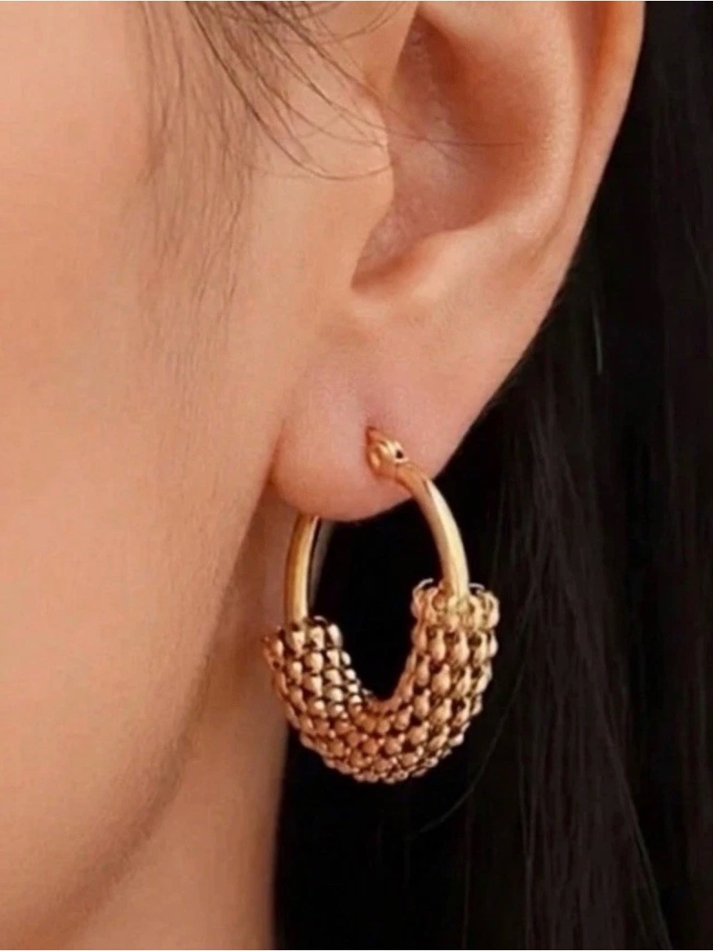 European American Gold Plated Snake Texture Earrings Stainless Steel Jewelry